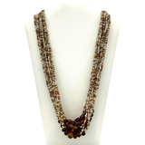 27" Brown and Clear Glass Bead Necklace (Dozen)