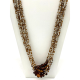 27" Brown and Clear Glass Bead Necklace (Dozen)