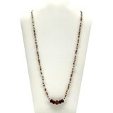 27" Brown and Clear Glass Bead Necklace (Dozen)