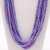 27" Pink and Blue Triple Strand Glass Bead Necklace (Dozen)