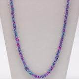 27" Pink and Blue Triple Strand Glass Bead Necklace (Dozen)