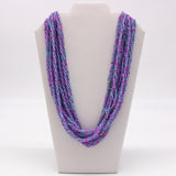 27" Pink and Blue Triple Strand Glass Bead Necklace (Dozen)