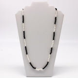 27" Black and White Glass Bead Necklace (Dozen)