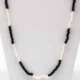 27" Black and White Glass Bead Necklace (Dozen)