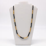 27" Black and Golden Glass Bead Necklace (Dozen)