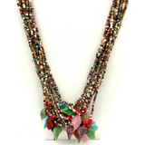 27" Multi Color with Leaves Glass Bead Necklace (Dozen)