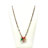 27" Multi Color with Leaves Glass Bead Necklace (Dozen)