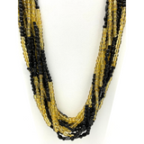 27" Black and Golden Glass Bead Necklace (Dozen)
