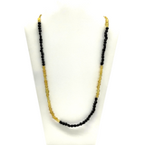 27" Black and Golden Glass Bead Necklace (Dozen)