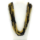 27" Black and Golden Glass Bead Necklace (Dozen)