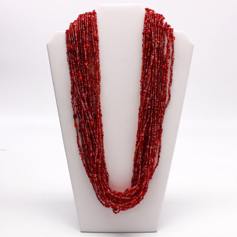 27" Red Glass Bead Necklace (Dozen)