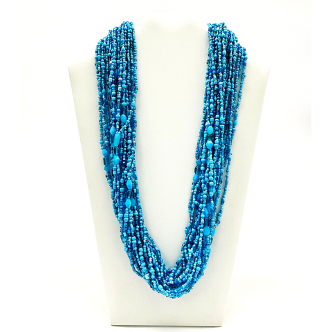 27" Turquoise Glass Bead Necklace (Dozen)