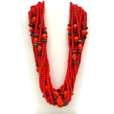 27" Orange Glass Bead Necklace (Dozen)