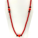 27" Orange Glass Bead Necklace (Dozen)