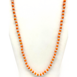 27" Clear and Orange Glass Bead Necklace (Dozen)
