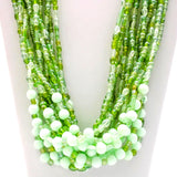 27" Light Green Glass Bead Necklace (Dozen)