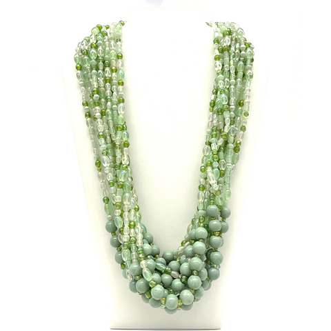 27" Light Green Glass Bead Necklace (Dozen)
