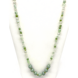 27" Light Green Glass Bead Necklace (Dozen)