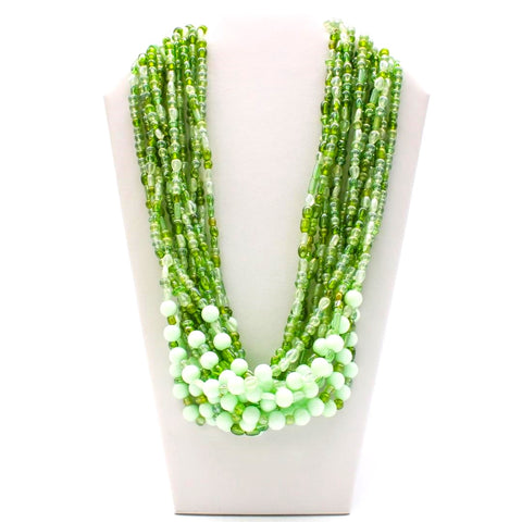 27" Light Green Glass Bead Necklace (Dozen)