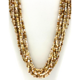 27" Light Brown and White Glass Bead Necklace (Dozen)