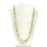 27" Light Brown and White Glass Bead Necklace (Dozen)