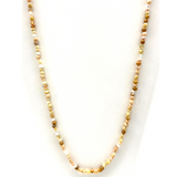 27" Light Brown and White Glass Bead Necklace (Dozen)