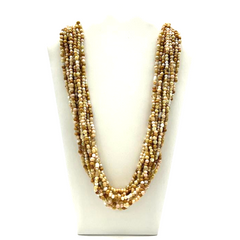 27" Light Brown and White Glass Bead Necklace (Dozen)