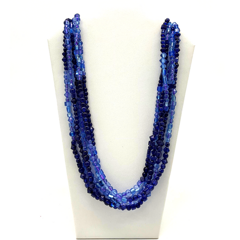 27" Blue Glass Bead Necklace (Dozen)