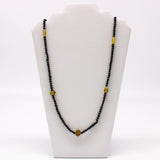 27" Black Glass Bead Necklace with Yellow Bead Inserts (Dozen)