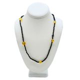 27" Black Glass Bead Necklace with Yellow Bead Inserts (Dozen)