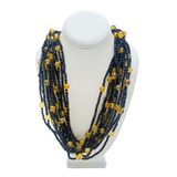 27" Black Glass Bead Necklace with Yellow Bead Inserts (Dozen)