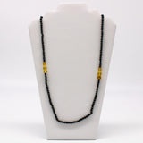 27" Black and Golden Glass Bead Necklace (Dozen)
