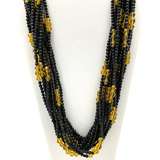 27" Black and Golden Glass Bead Necklace (Dozen)