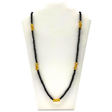 27" Black and Golden Glass Bead Necklace (Dozen)