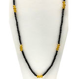 27" Black and Golden Glass Bead Necklace (Dozen)