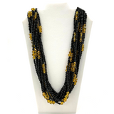 27" Black and Golden Glass Bead Necklace (Dozen)