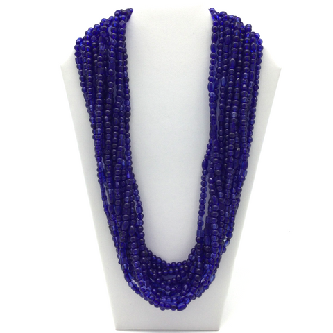 27" Royal Blue Glass Bead Necklace (Dozen)