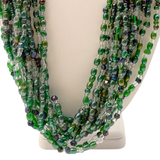 27" Clear and Green Glass Bead Necklace (Dozen)