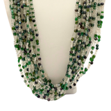 27" Clear and Green Glass Bead Necklace (Dozen)