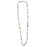 27" Clear and Green Glass Bead Necklace (Dozen)