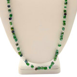 27" Clear and Green Glass Bead Necklace (Dozen)