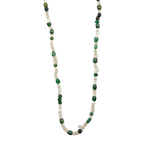 27" Clear and Green Glass Bead Necklace (Dozen)