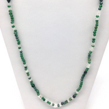 27" Clear and Green Glass Bead Necklace (Dozen)