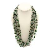 27" Clear and Green Glass Bead Necklace (Dozen)