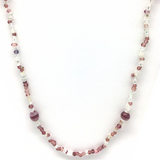 27" Clear and Lilac Glass Bead Necklace (Dozen)