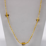 27" Clear and Yellow Glass Bead Necklace (Dozen)