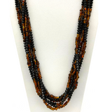 27" Black and Golden Glass Bead Necklace (Dozen)