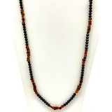 27" Black and Golden Glass Bead Necklace (Dozen)