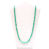 27" Clear and Green Glass Bead Necklace (Dozen)