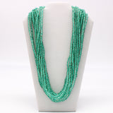 27" Clear and Green Glass Bead Necklace (Dozen)